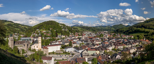 A beautiful scenery of the city skyline in different atmosphere.\nCute cities in Switzerland, old town view.