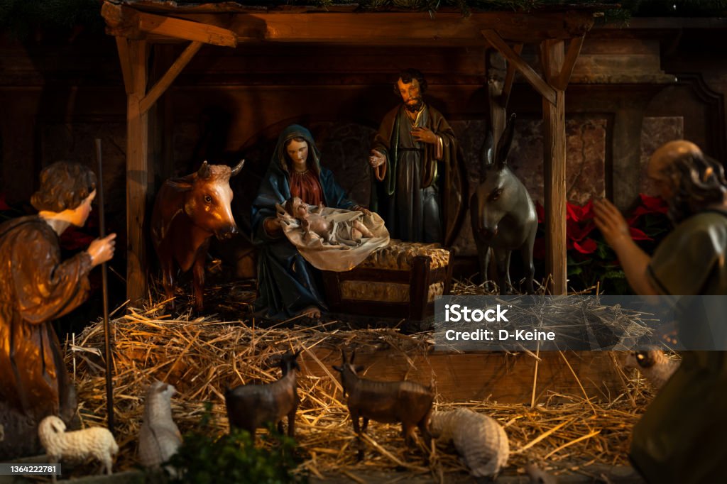 Nativity Nativity scene. Decoration in church. Jesus Christ Stock Photo