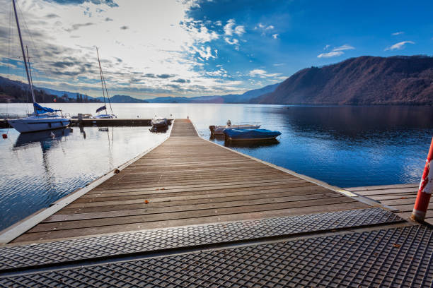 istock Lake Orta winter touristic pier. Color image 1364223735