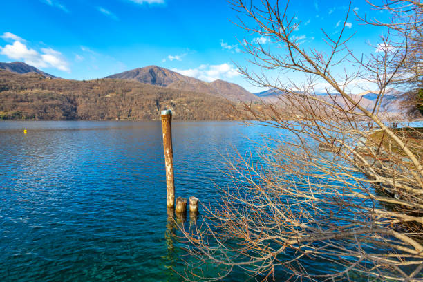 Panorama of the waters of Lake Orta, small lake of glacial origin in the Piedmont Region Northern Italy.