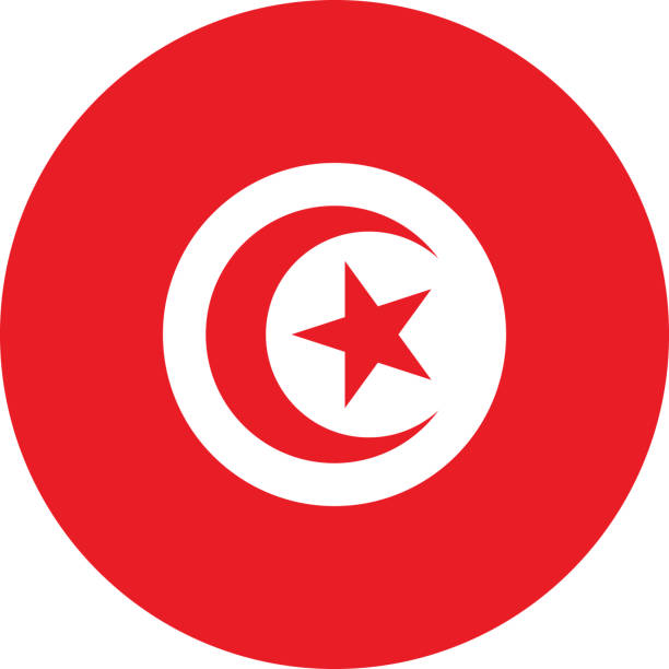 okrągła flaga narodowa tunezji - tunisia stock illustrations