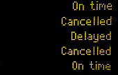 Train or plane information board with cancellation and delays