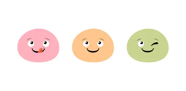 Vector illustration of Vector Happy Cartoon Mochi Illustration Isolated.