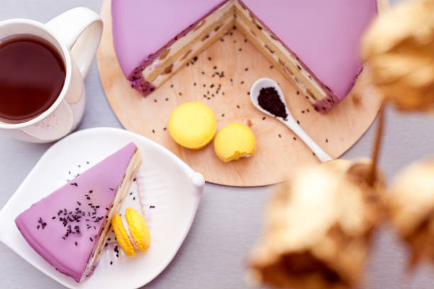 istock mousse cake of currant and biscuit with macaroon and coffee 1364231241