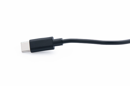 USB type c cable isolated on white background. with clipping path