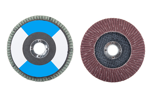 Sandpaper disk. flat sandpaper sanding grinding polishing wheels blades isolated on white with clipping path