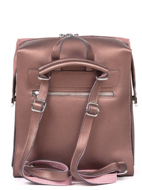 istock Pink woman's leather fashion backpack on white background 1364235011