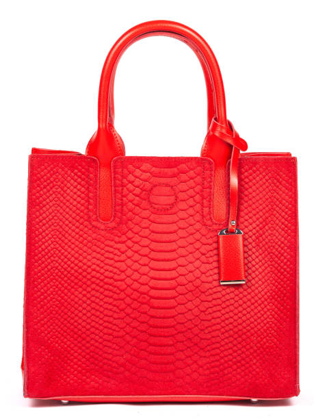 istock Big red leather woman's handbag isolated on white background 1364235556
