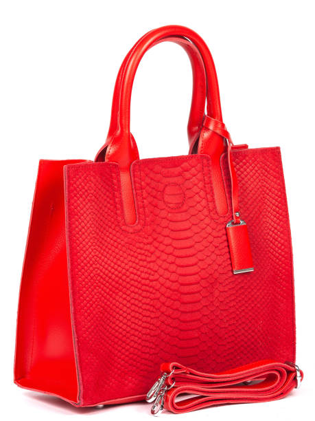 istock Big red leather woman's handbag isolated on white background 1364235562