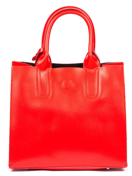 istock Big red leather woman's handbag isolated on white background 1364235567