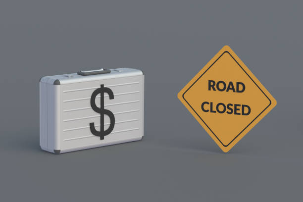 Toll road concept. Payment for travel. Distribution of the budget. Allocating money for motorway. Highway repair. Investment in road construction. Suitcase with dollar symbol near sign. 3d render concepto de autopista de peaje. pago por viaje. distribución del presupuesto. asignación de dinero para autopista. reparación de carreteras. inversión en construcción de carreteras. maleta con símbolo de dólar cerca del letrero. renderizado 3d