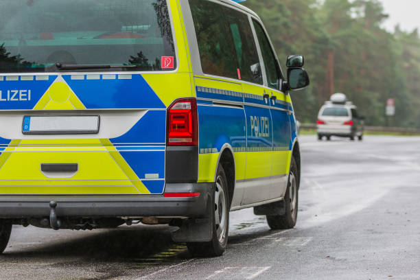 istock View of police car from behind 1364236329