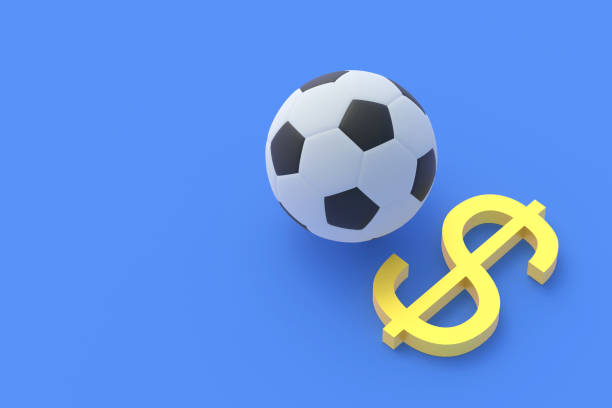 Soccer ball near dollar symbol. Prize fund. Sports betting. Winning the totalizator. Transfer cost. Purchase, sale of a football club. Sports Equipment. Fair play. Penalties and sanctions. 3d render balón de fútbol cerca del símbolo del dólar. fondo de premios. apuestas deportivas. ganar el totalizador. costo de transferencia. compra, venta de un club de fútbol. equipamiento deportivo. juego limpio. sanciones y sanciones. renderizado 3d