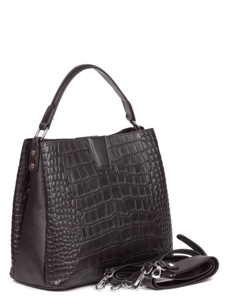 istock Black large with strap leather woman's handbag isolated on white background 1364236774