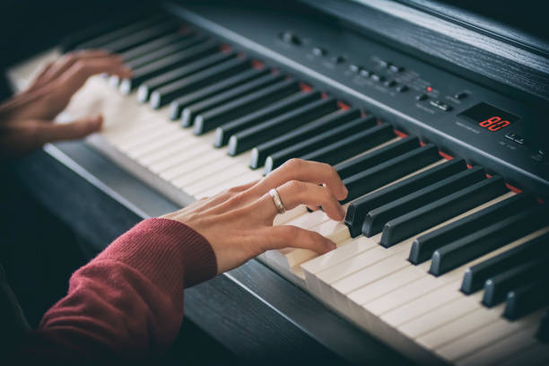 istock Female Hands Playing Digital Piano 1364236820