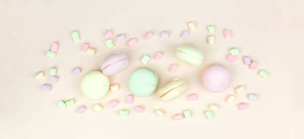 istock Colorful macaroons marshmallow, Tasty sweet color macaron, Bakery concept. Selective focus. 1364237141