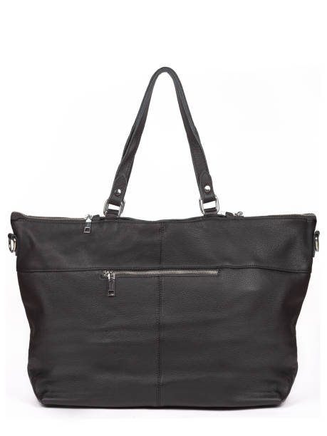 istock Black large with strap leather woman's handbag isolated on white background 1364237170