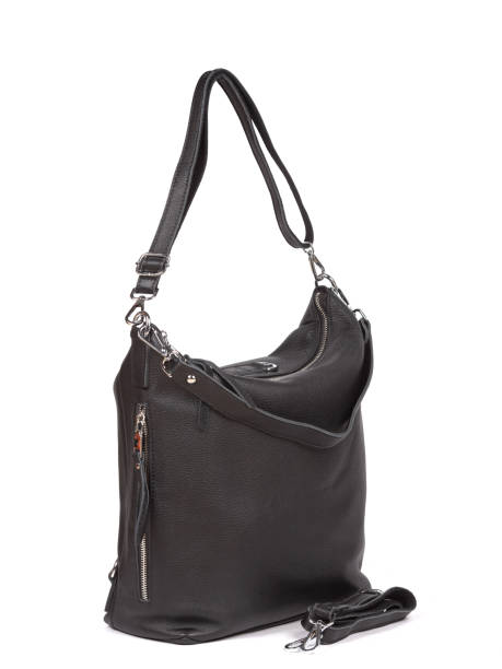 istock Black large with strap leather woman's handbag isolated on white background 1364237270