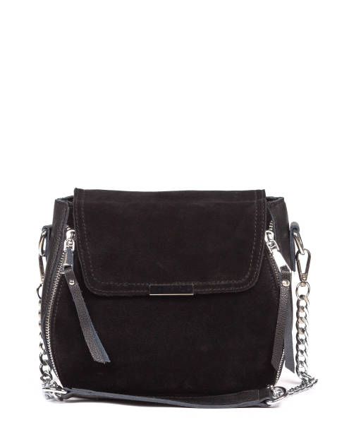 istock Small black leather woman's fashion handbag with strap isolated on white background 1364237451