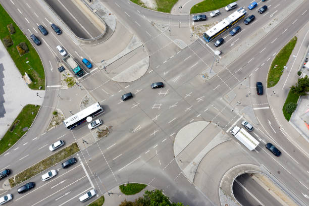 istock Rush Hour at Intersection of Streets with Traffic, Aerial View 1364240349