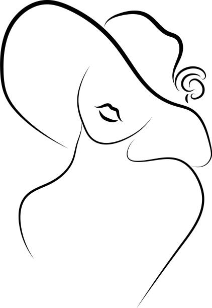 ilustrações de stock, clip art, desenhos animados e ícones de female silhouette vector in the hat - art women naked nudist