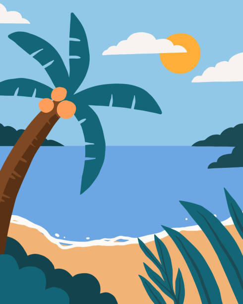 ilustrações de stock, clip art, desenhos animados e ícones de a vector illustration oof the sunny beach - oof