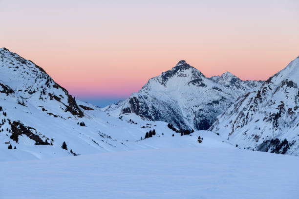 istock Landscape in ski-resort Lech after sunset 1364245323