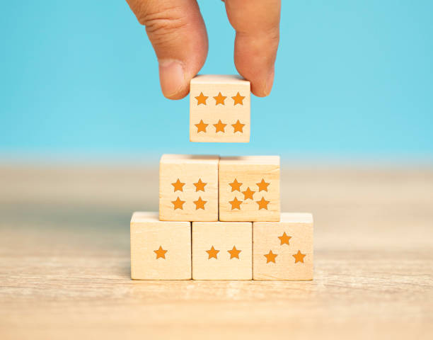 istock A man put positive thinking, best score, six stars for customer satisfaction, client reaction, service performance, business feedback rating. 1364246587