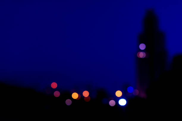 istock Cityscape photo bokeh blurred abstract at twilight time with copy space. 1364248756