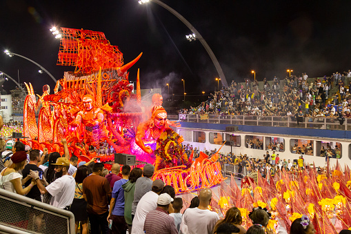 Samba school parade at the street Carnival in Sesimbra, Portugal, on February 13, 2024