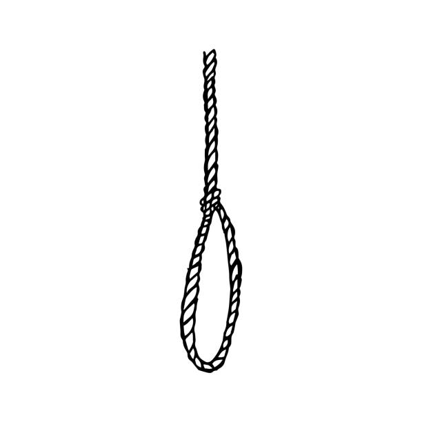 hanging loop rope vector illustration hanging loop rope vector illustration. simple and minimalist doodle hand drawn illustration on white background hangmans noose stock illustrations