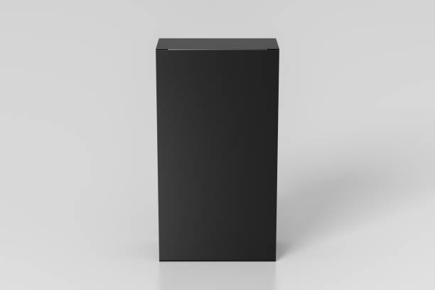 istock Gift box mock up: tall, flat and wide black box on white background. View above. 1364255303