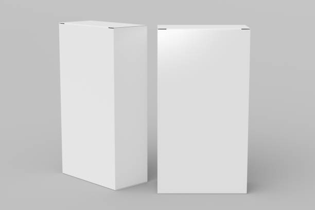 istock Gift box mock up: two tall and wide white boxes on white background.  View above. 1364255481