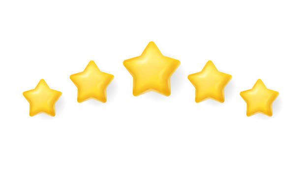 istock Five stars icon. 3d cartoon yellow stars 1364258393