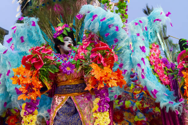 Sao Paulo, Brazil - February 21:  People watch the colorful display of floats and performances on the first day of Carnival on February 21, 2020 at Sambódromo do Anhembi in Sao Paulo, Brazil. The events were one of the last major public celebrations before the beginning of the COVID-19 pandemic.