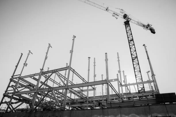 istock Steel framing and beams structural elements for new building 1364260516