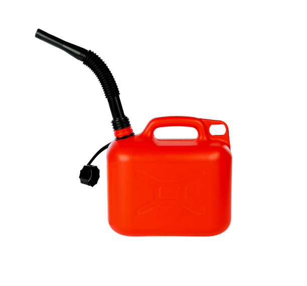 istock Red jerrycan isolated on white background 1364261743