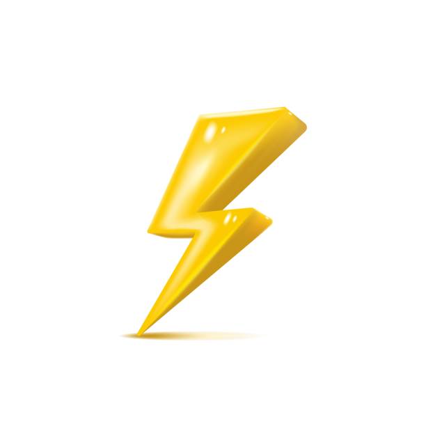 istock Vector bolt lighting yellow 3d icon. Realistic thunder, symbol of energy, danger and power. 1364262227