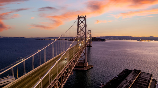 High quality stock photos of sunrise over the San Francisco Bay Bridge