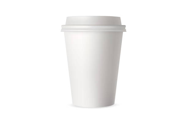 istock Plastic white cup for coffee, tea, chocolate and other hot drinks. Paper party cup mockup. Disposable Cups set. Take out mugs front view and space for your design 1364270072