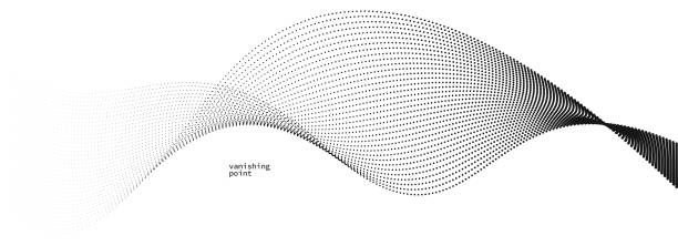волна текучих исчезающих частиц векторный абстрактный фон, извилистые линии точек в движении расслабляющая иллюстрация, дымоподобное изо� - smooth smoke abstract backgrounds stock illustrations