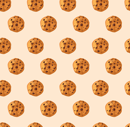 Vector Seamless Pattern with Cookies, Colorful Background Template.
