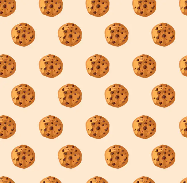 Vector illustration of Vector Seamless Pattern with Cookies, Colorful.