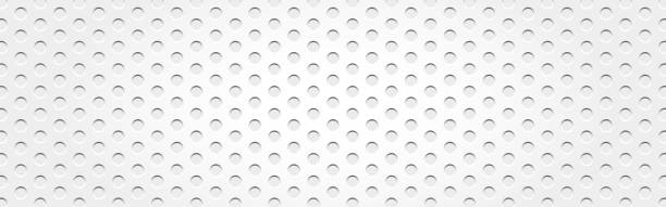 istock White mesh. Perforated steel texture. Light metal background with holes. Wide industrial material with dots. Modern geometric wallpaper. Vector illustration 1364276940