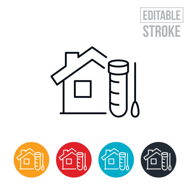 Home Antigen Test Line Thin Line Icon - Editable Stroke An icon of an Antigen Covid-19 test kit. The icon includes editable strokes or outlines using the EPS vector file. medical swab stock illustrations