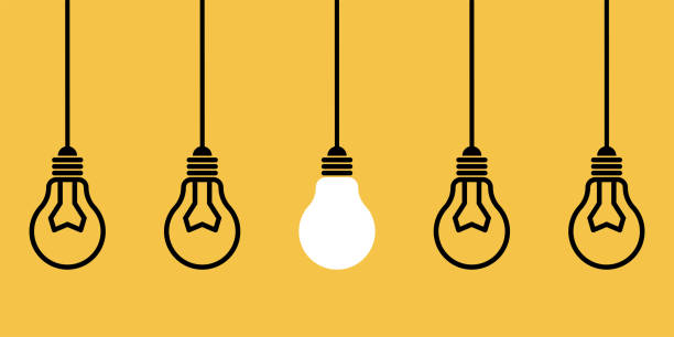 Idea concept vector illustration. Hanging lightbulbs. Inspiration and creativity Idea concept vector illustration. Hanging lightbulbs. Inspiration and creativity. light bulb stock illustrations