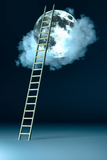 istock ladder to the moon (3d rendering,this image elements furnished by NASA) 1364281915