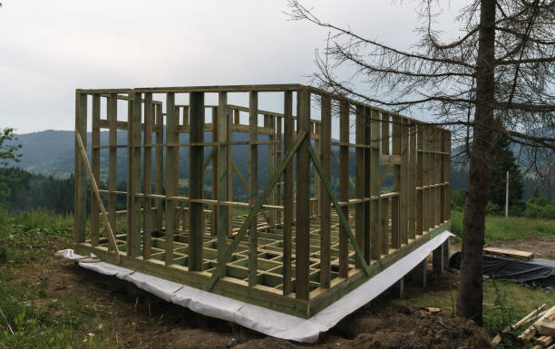 istock House timber frame construction on mountain view in Ukraine 1364283107