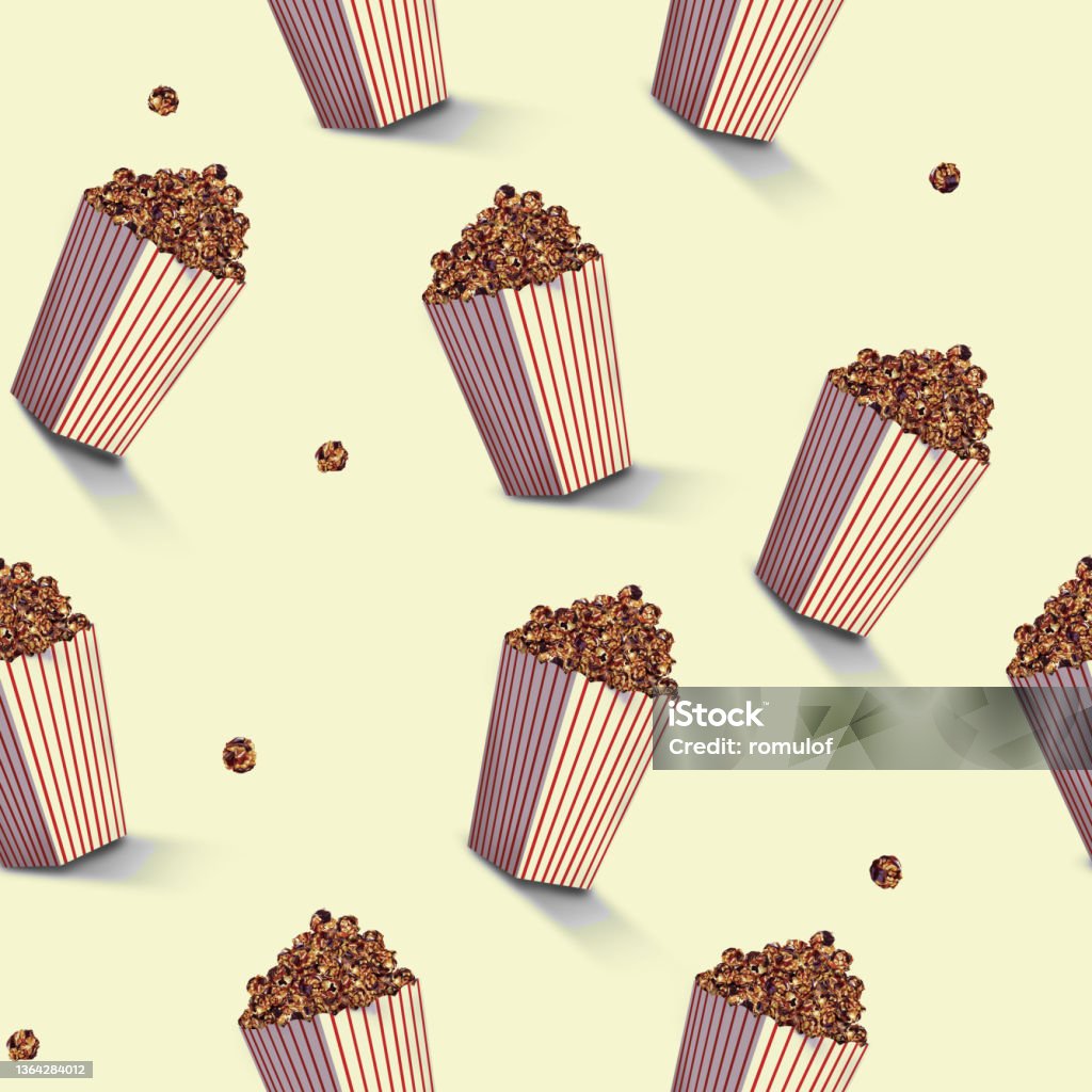 Simple Popcorn Background Pattern Seamless Pattern Popcorn Stock Illustration - Download Image Now - Bag ...