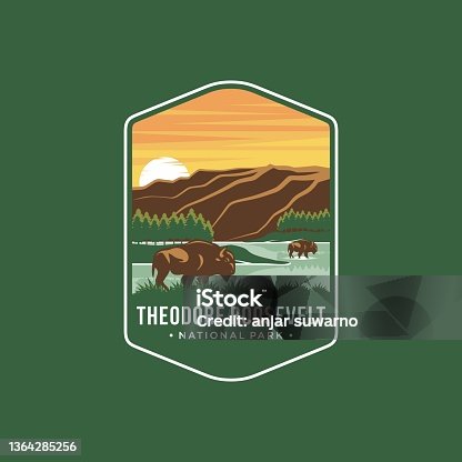 istock Theodore Roosevelt National Park Emblem patch icon illustration on dark background 1364285256
